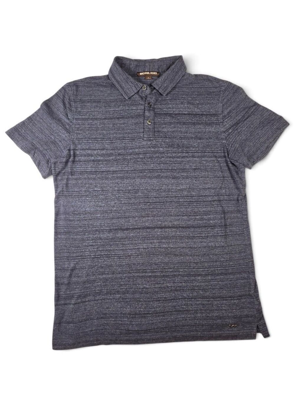 Michael Kors Men's Heather Navy Blue Polo Shirt Short Sleeve Logo Size L